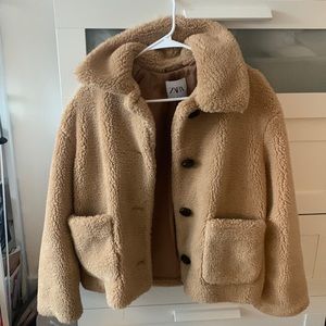 Zara Tan Teddy Coat